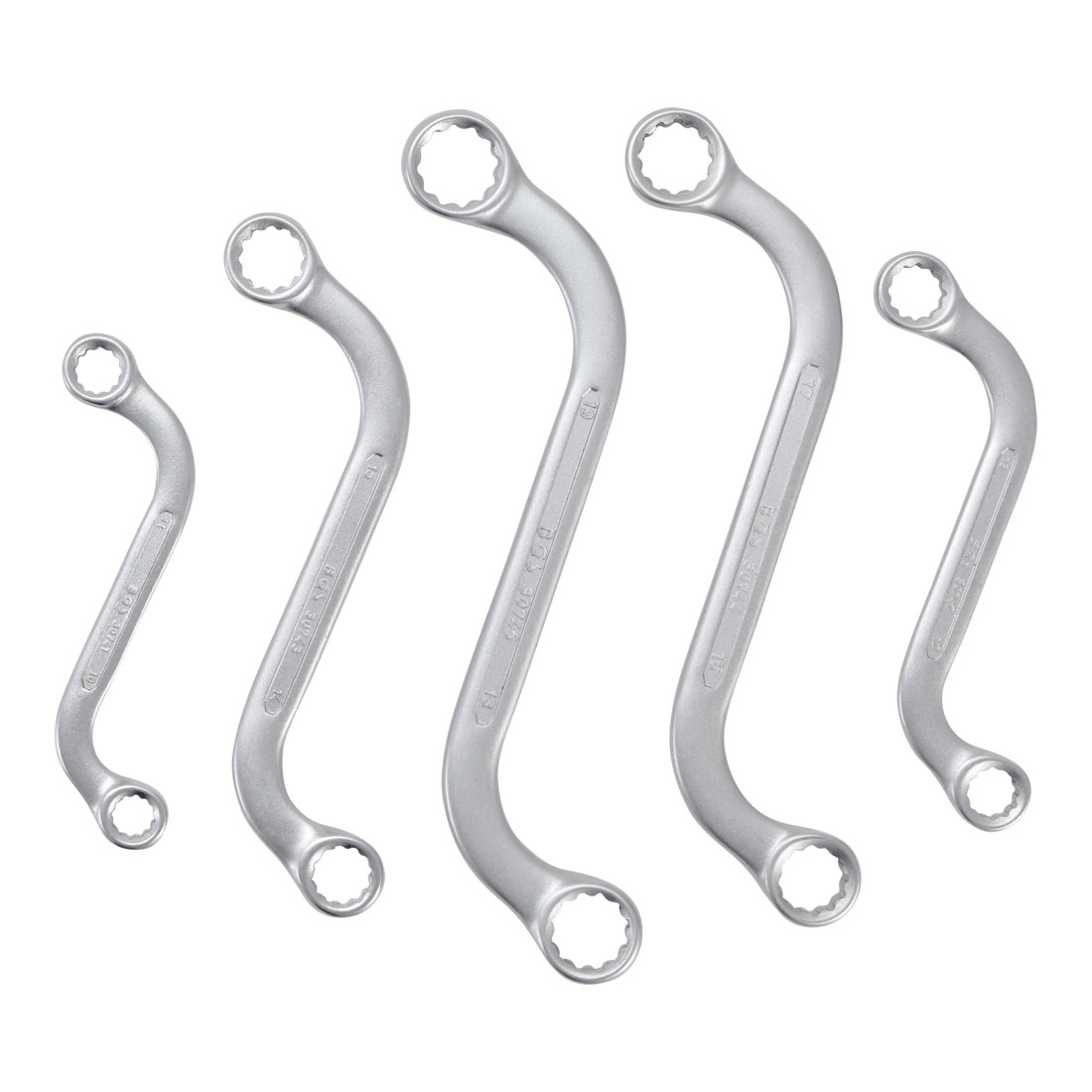 BGS dubbele ringsleutelset S-vorm SW 10 x 11 - 18 x 19 mm 5-delig.