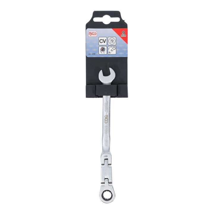 BGS Dubbelscharnierende ratelring-steeksleutel | plooibaar | 9 mm