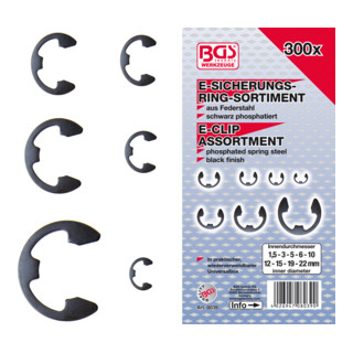 BGS E-Sicherungsring-Sortiment 1,5 - 22 mm 300-tlg.