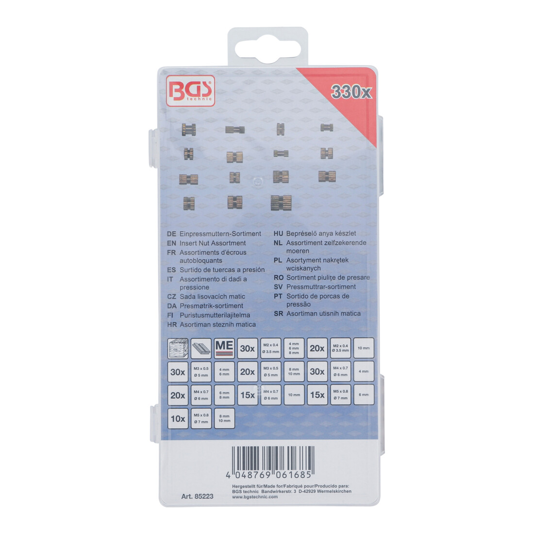 BGS Einpressmuttern-Sortiment Messing 330-tlg.
