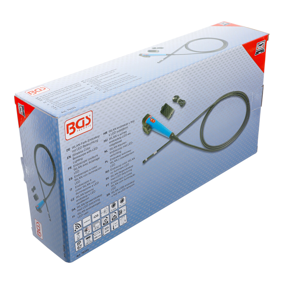 BGS Endoscope couleurs WLAN avec éclairage LED