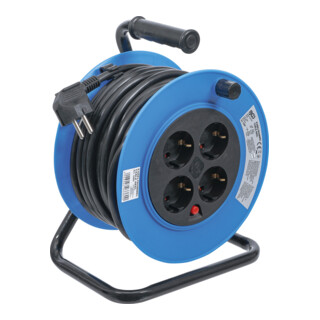 BGS Enrouleur de câble 15 m 3x1,5 mm² 4 prises de courant IP 20 3000 W