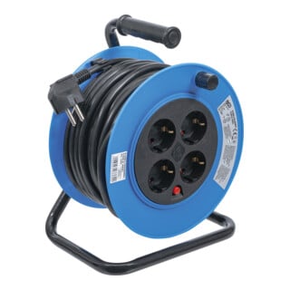 BGS Enrouleur de câble 15 m 3x1,5 mm² 4 prises de courant IP 20 3000 W
