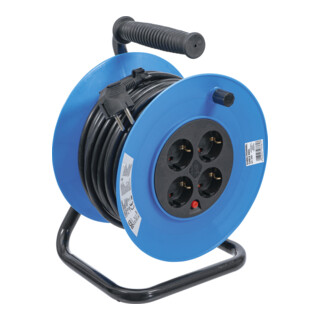 BGS Enrouleur de câble 25 m 3x1,5 mm² 4 prises de courant IP 20 3000 W