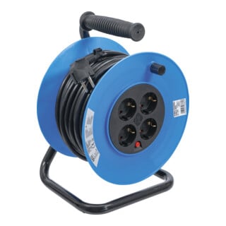 BGS Enrouleur de câble 25 m 3x1,5 mm² 4 prises de courant IP 20 3000 W
