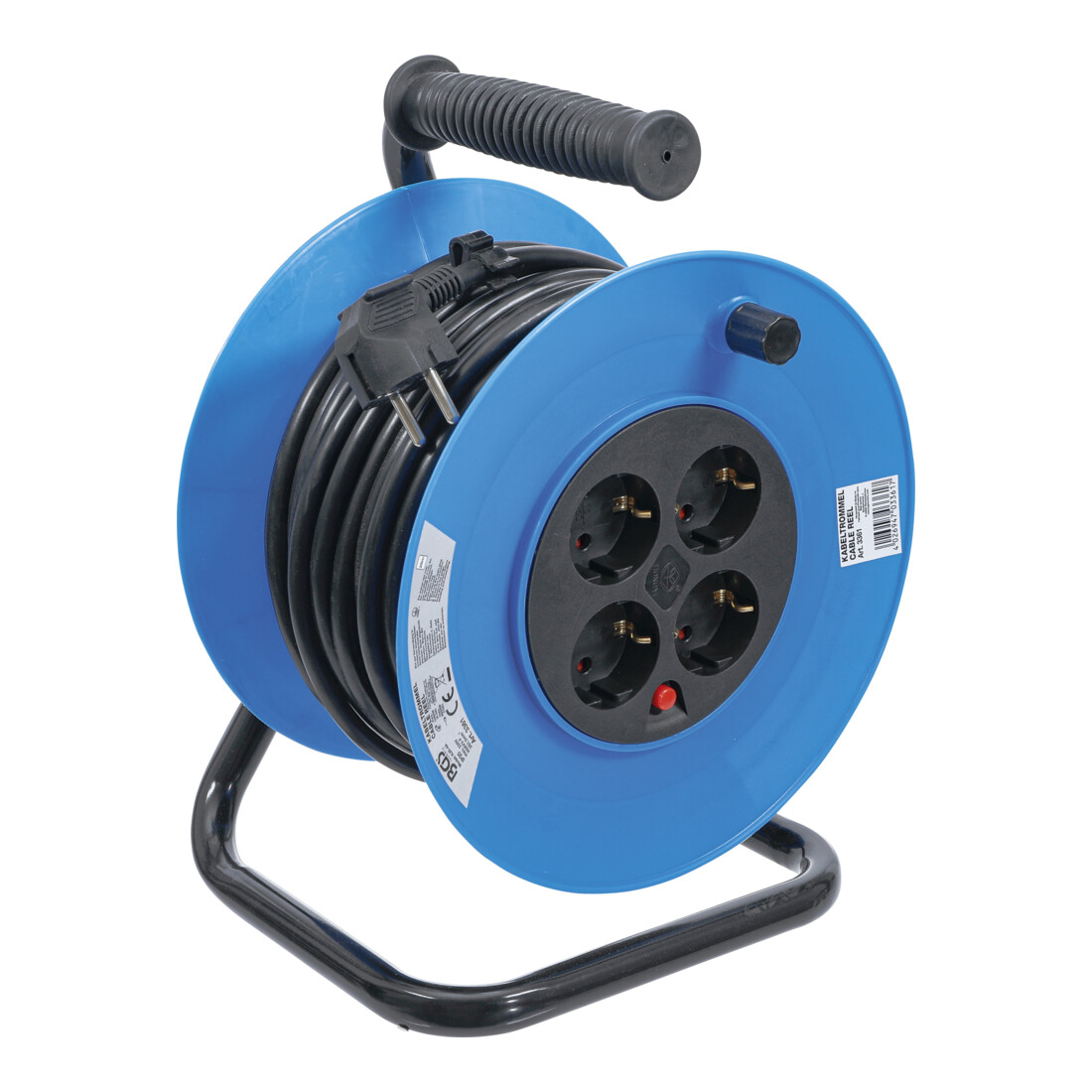 BGS Enrouleur de câble 25 m 3x1,5 mm² 4 prises de courant IP 20 3000 W