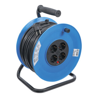 BGS Enrouleur de câble 50 m 3x1,5 mm² 4 prises de courant IP 20 3000 W