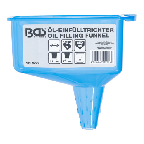 BGS Entonnoir de remplissage d’huile réservoir 850 ml