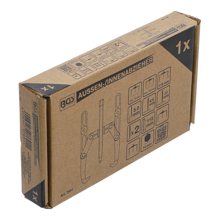 BGS Extracteur interne/externe, 2 griffes 75 - 115 mm