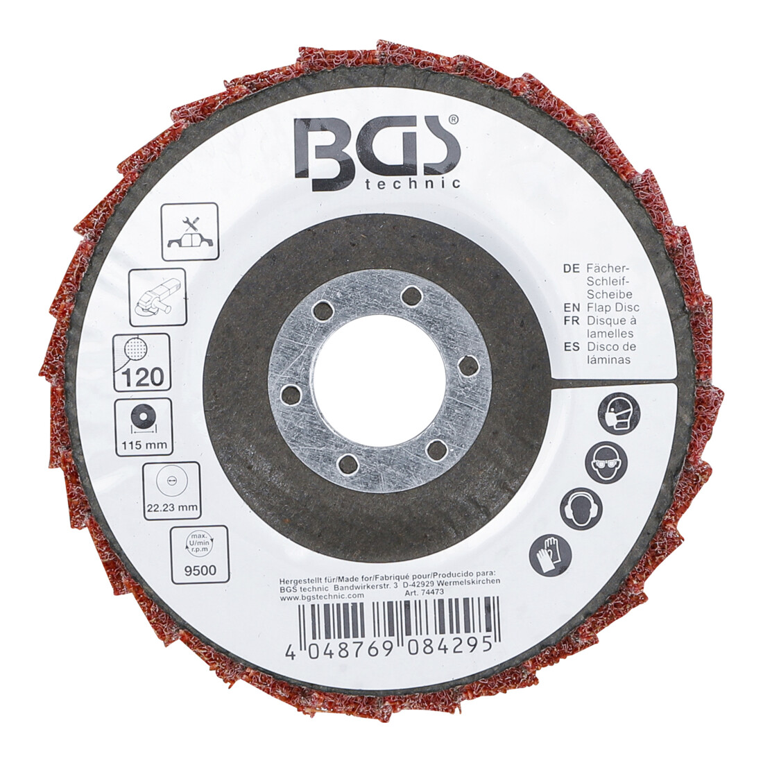 BGS Fächer-Schleif-Scheibe, Vlies, Ø 115 mm, Körnung 120