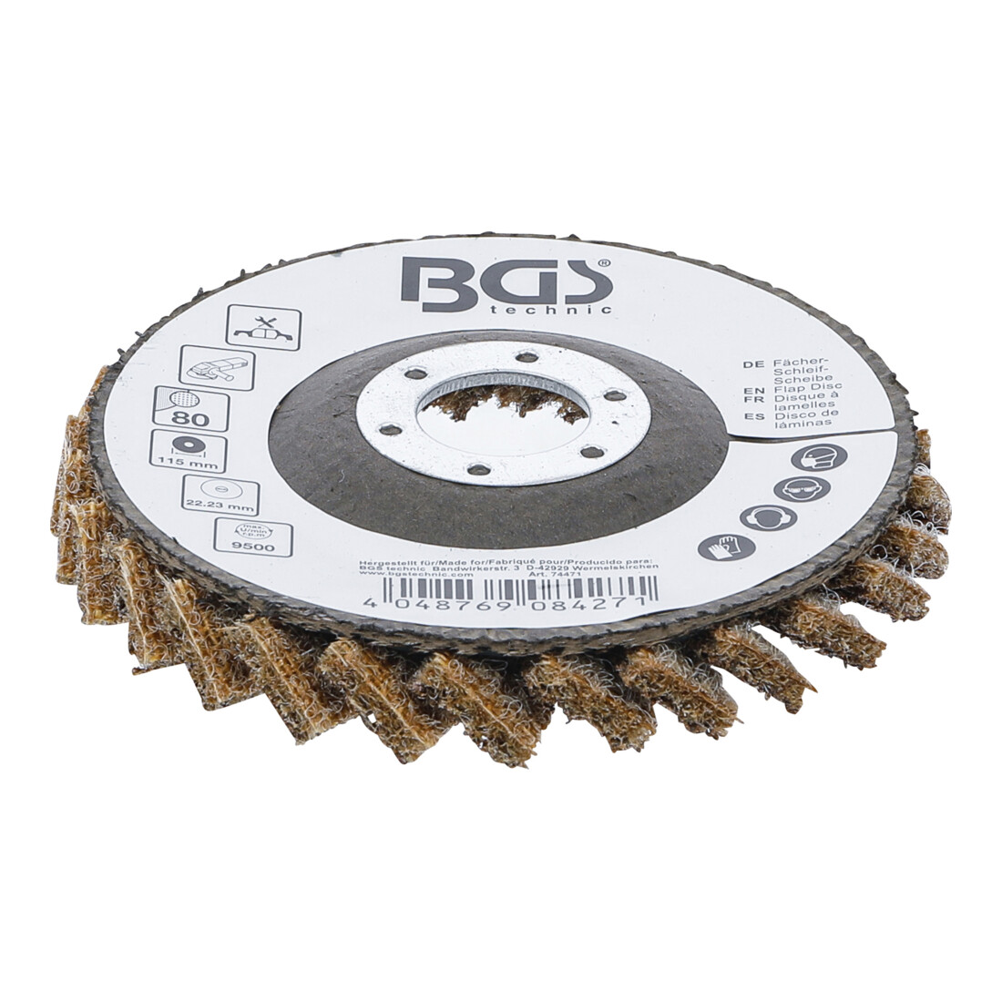 BGS Fächer-Schleif-Scheibe, Vlies, Ø 115 mm, Körnung 80