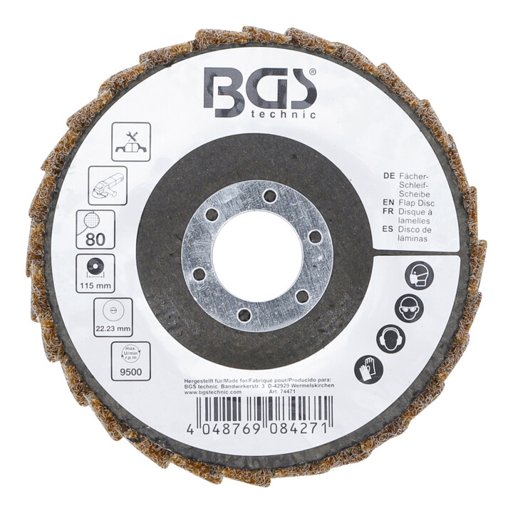 BGS Fächer-Schleif-Scheibe, Vlies, Ø 115 mm, Körnung 80