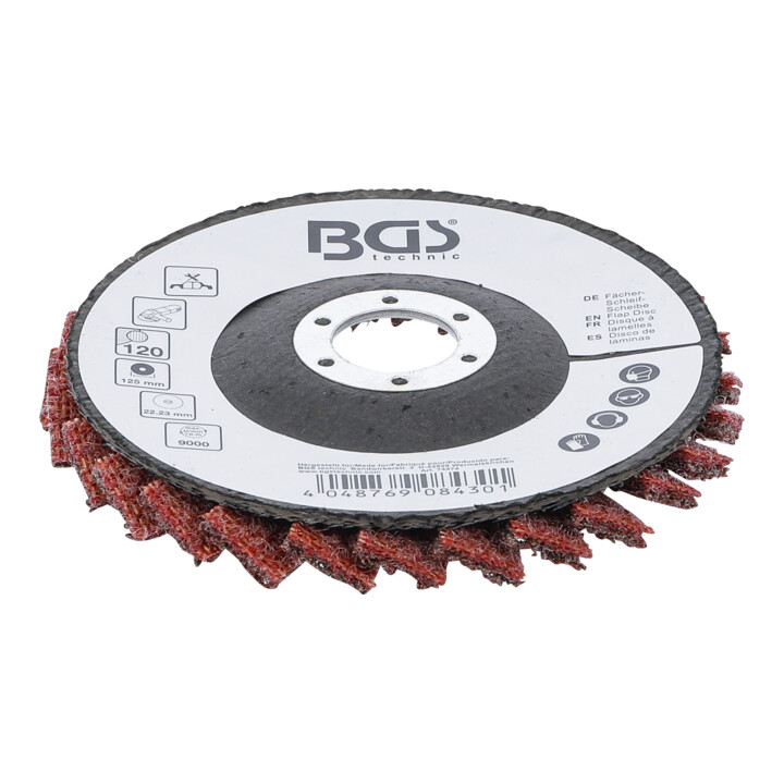 BGS Fächer-Schleif-Scheibe, Vlies, Ø 125 mm, Körnung 120