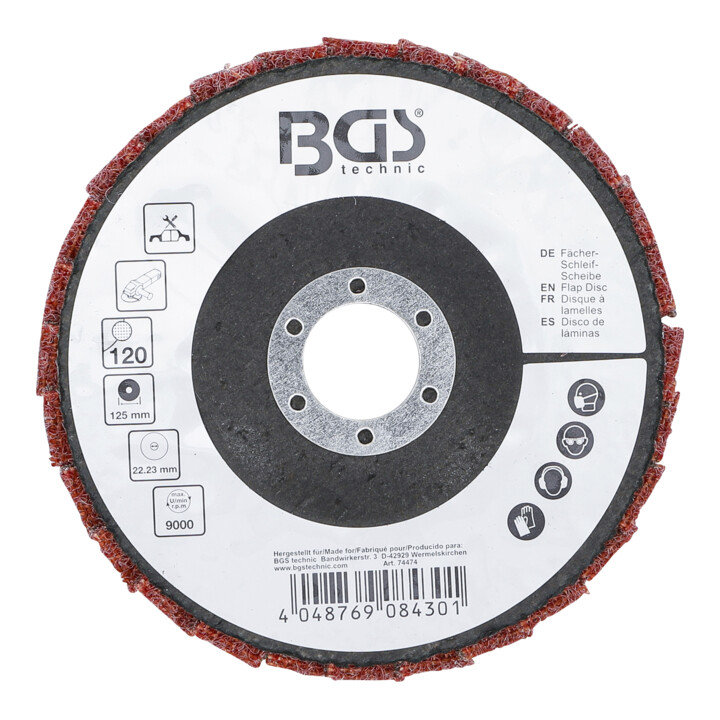 BGS Fächer-Schleif-Scheibe, Vlies, Ø 125 mm, Körnung 120