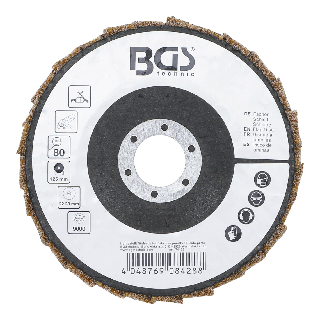BGS Fächer-Schleif-Scheibe, Vlies, Ø 125 mm, Körnung 80