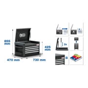 BGS fixation pour chariot d'atelier PROFI 4 tiroirs vide-2
