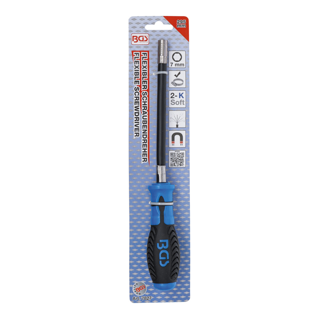 BGS Flexibele zeskant-dopschroevendraaier | 7 mm