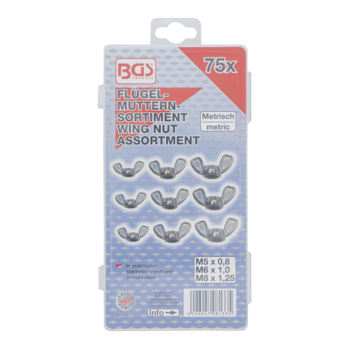 BGS Flügelmuttern-Sortiment 8133, 75-tlg.