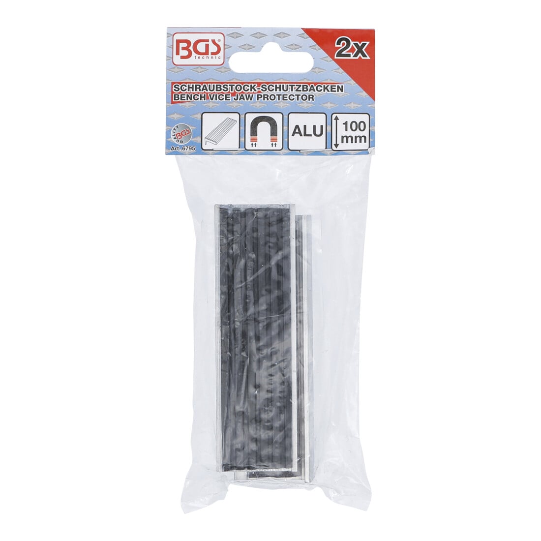 BGS Ganasce di protezione per morsa, in alluminio, l=100mm, 2pz., con rivestimento in gomma