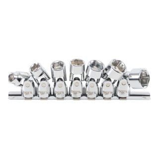 BGS Gelenk-Steckschlüssel-Satz, Sechskant Antrieb Innenvierkant 10 mm (3/8 Zoll) SW 3/8 Zoll - 3/4 Zoll mm Zollgrößen 7 teilig