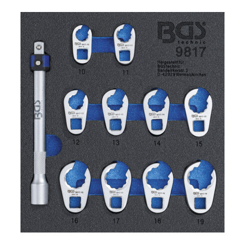BGS Gereedschapmodule 1/6: Kraaienpootsleutelset | 10 mm (3/8") | 10 - 19 mm | 11-dlg.
