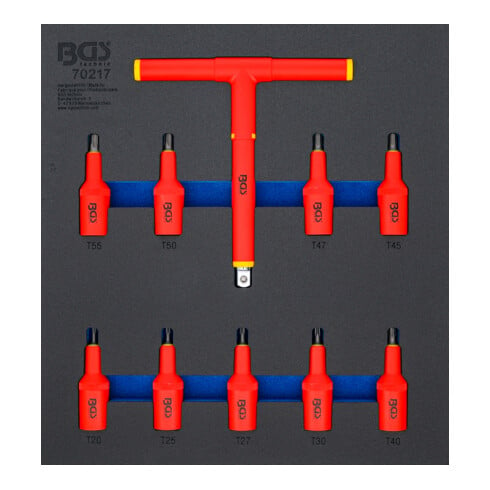 BGS Gereedschapmodule 2/3: VDE-dopsleutelbitset | 12,5 mm (1/2") | T-profiel (voor Torx) T20 - T55 | 10-dlg.