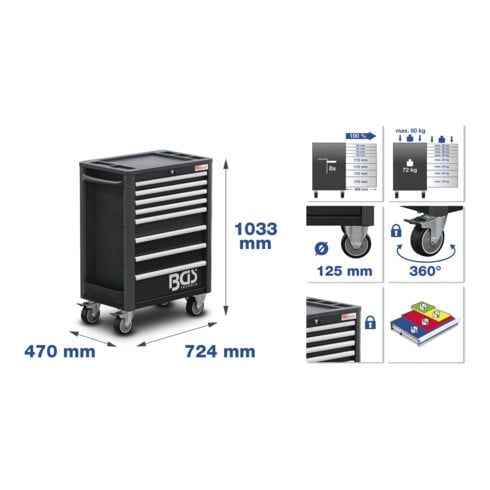 BGS Gereedschapwagen Profi Exclusive | 8 laden | met 259 gereedschappen