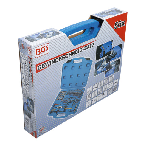 BGS Gewindeschneid-Satz 70105, Zoll, 1/4" - 1/2", 56-tlg.