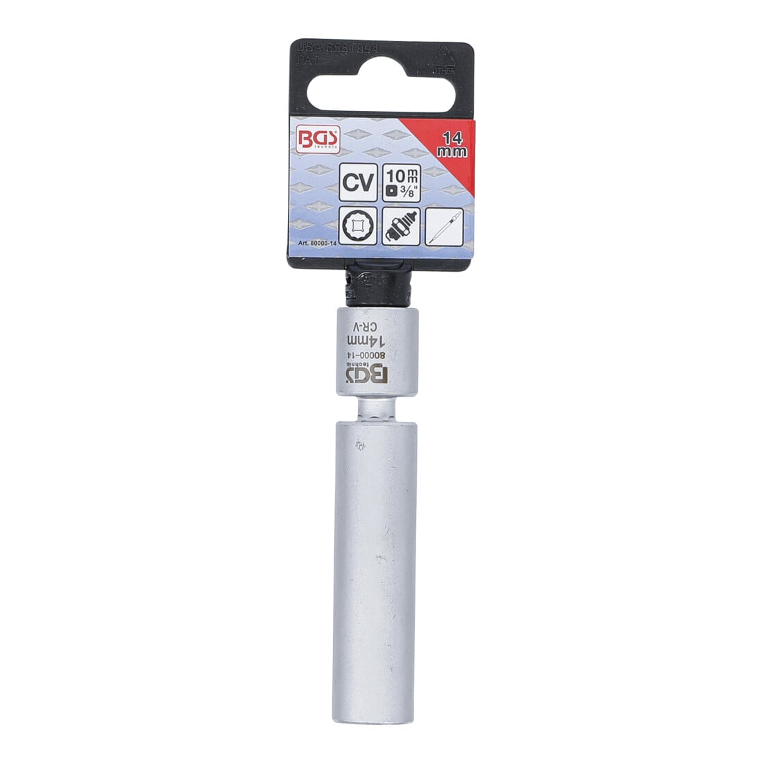 BGS Glüh- und Zündkerzen-Gelenk-Einsatz, Antrieb Innenvierkant 10 mm (3/8"), SW 14 mm