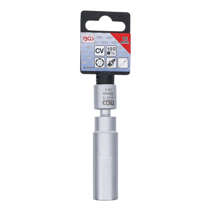 BGS Glüh- und Zündkerzen-Gelenk-Einsatz, Antrieb Innenvierkant 10 mm (3/8"), SW 16 mm
