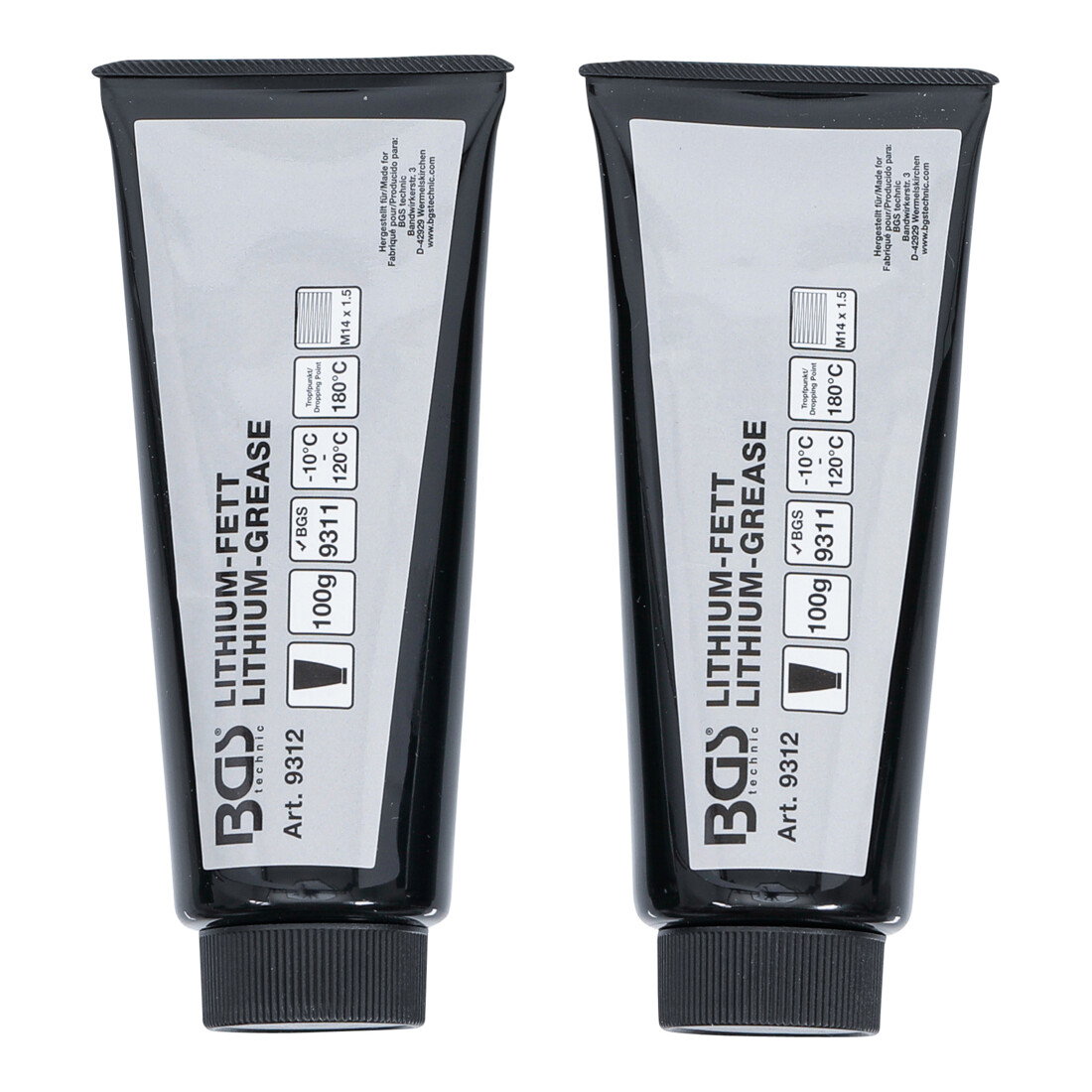 BGS Graisse lithium pour mini-pompe à graisse art. 9311 2 tubes