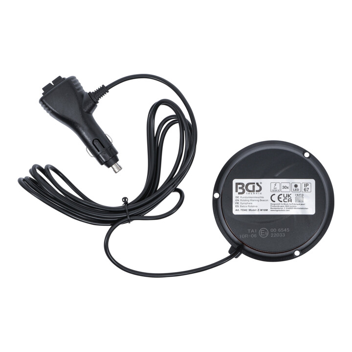 BGS Gyrophare jaune avec aimant, 12 V / 24 V, Ø 130 mm