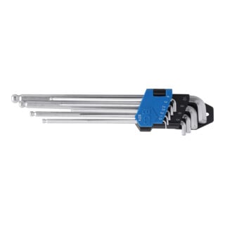 BGS Haakse steeksleutelset extra lang + extra kort binnenzeskant/hefboom met kogeleinde 1,5 - 10 mm 9 delig