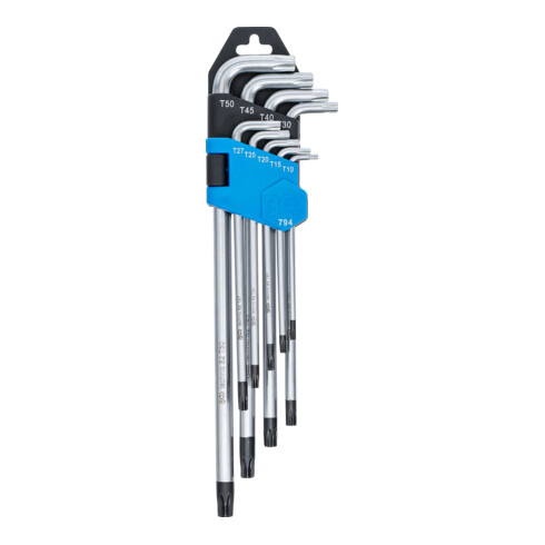 BGS haakse steeksleutelset extra lang T-profiel (voor Torx) met boring T10 - T50 9 dlg.