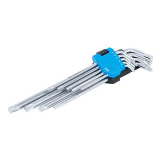 BGS haakse steeksleutelset extra lang T-profiel (voor TX) T10 - T50 9 dlg.