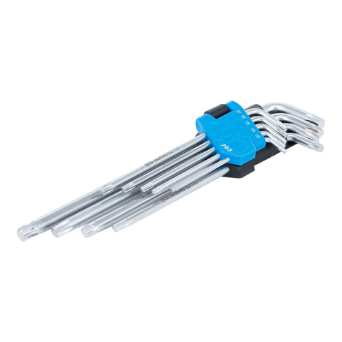 BGS haakse steeksleutelset extra lang T-profiel (voor TX) T10 - T50 9 dlg.