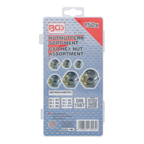 BGS Hutmuttern-Sortiment 14130, 150-tlg.