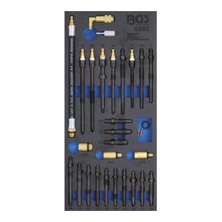 BGS Insert de servante d'atelier 1/3 : Jeu d’adaptateurs pour testeur de compression et de pertes de pression 30 pièces