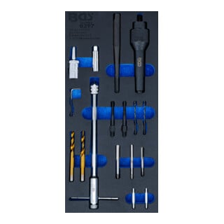BGS Insert de servante d'atelier 1/3 : Kit de réparation de filets et de démontage de bougies de préchauffe M8 & M10 17 pièces