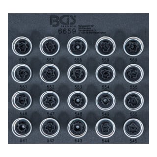 BGS Insert de servante d'atelier 1/6 : Jeu d’outils de réglage pour écrous de jantes pour VAG 20 pièces