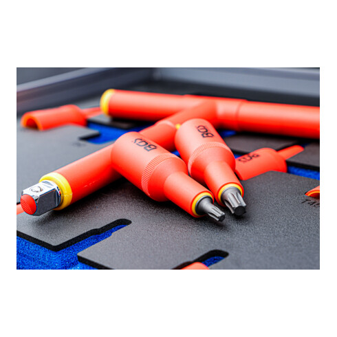 BGS Insert de servante d’atelier 2/3 : Jeu de douilles à embouts VDE 12,5 mm (1/2") profil T (pour Torx) T20 - T55 10 pièces
