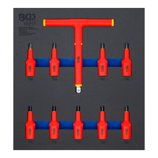 BGS Insert de servante d’atelier 2/3 : Jeu de douilles à embouts VDE 12,5 mm (1/2") profil T (pour TX) T20 - T55 10 pièces
