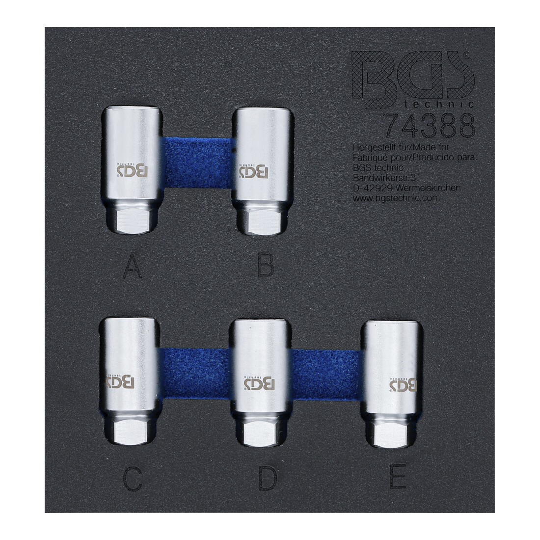 BGS Insert pour servante d’atelier 1/6 : Kit d’outils de verrouillage de jante pour Tesla, 5 pièces