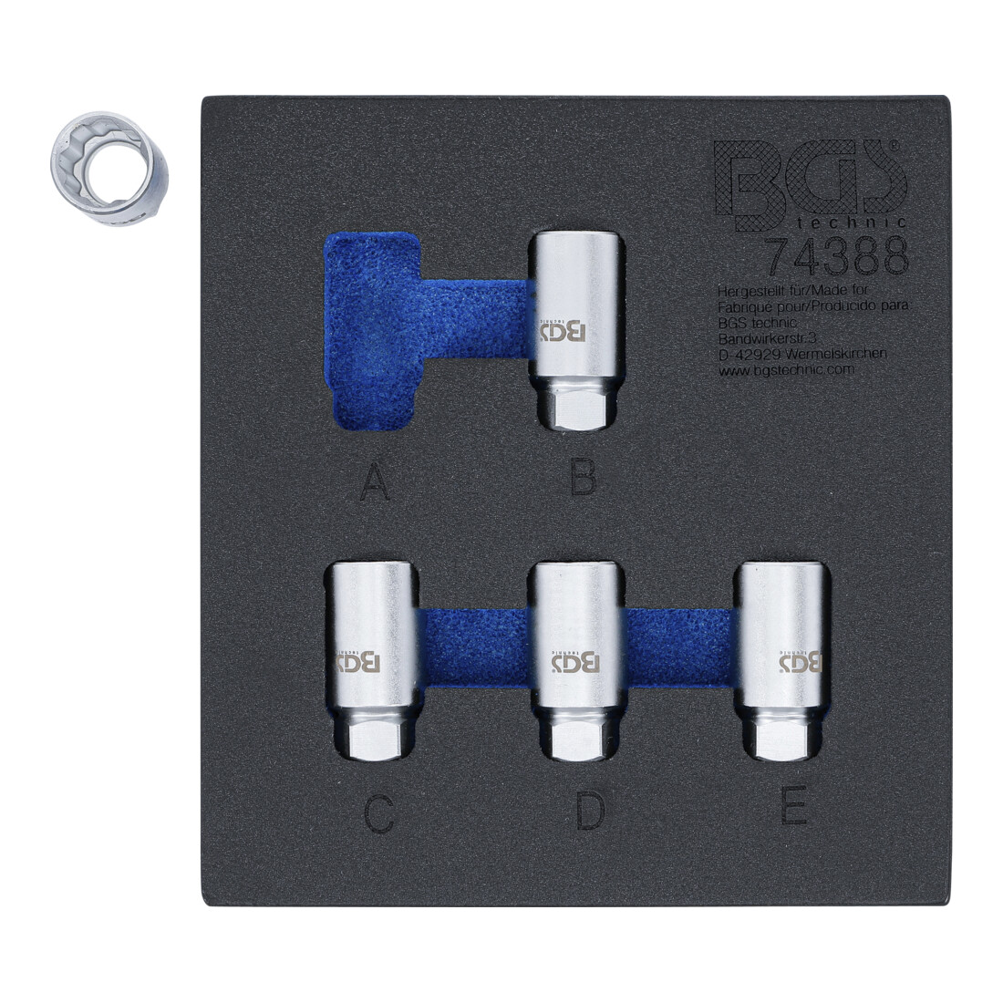 BGS Insert pour servante d’atelier 1/6 : Kit d’outils de verrouillage de jante pour Tesla, 5 pièces