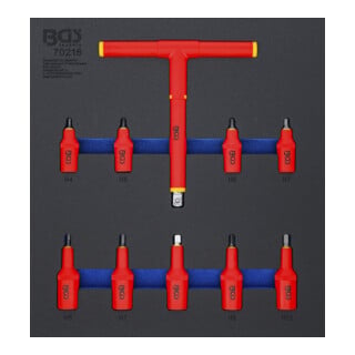 BGS Insert pour servante d’atelier 2/3 : set d’embouts VDE, entraînement carré intérieur 10 mm (3/8") / 12,5 mm (1/2"), hexagone intérieur 4 - 10 mm, 10 pièces