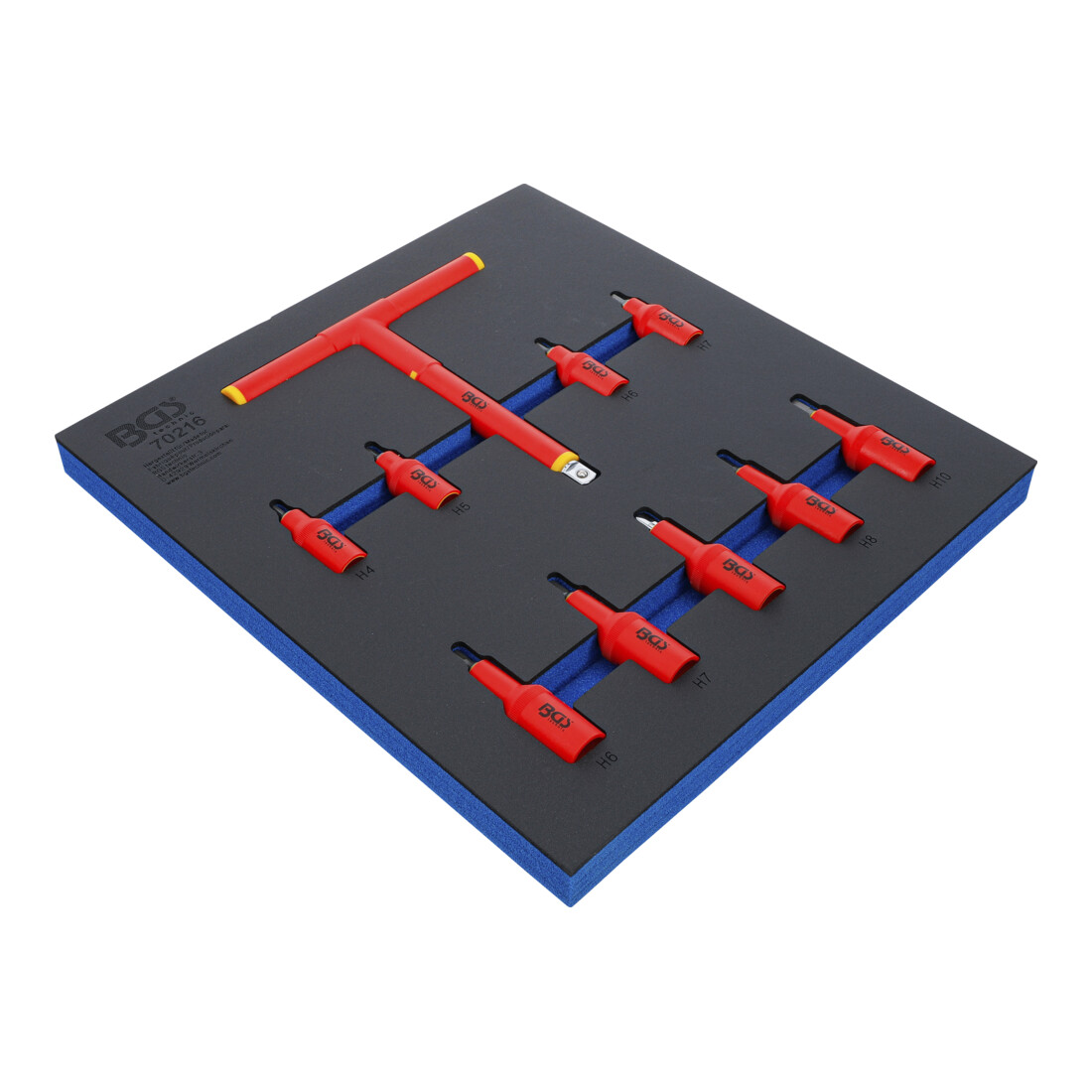 BGS Insert pour servante d’atelier 2/3 : set d’embouts VDE, entraînement carré intérieur 10 mm (3/8") / 12,5 mm (1/2"), hexagone intérieur 4 - 10 mm, 10 pièces
