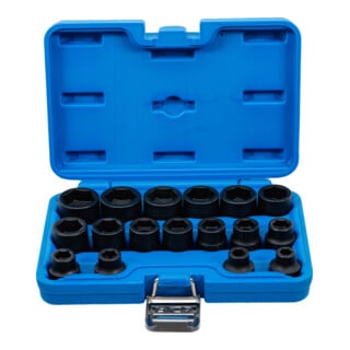 BGS Inserti a bussola esagonali, extra piatte, azionamento quadro interno 12,5mm (1/2") apertura 8 - 24mm, 17pz.
