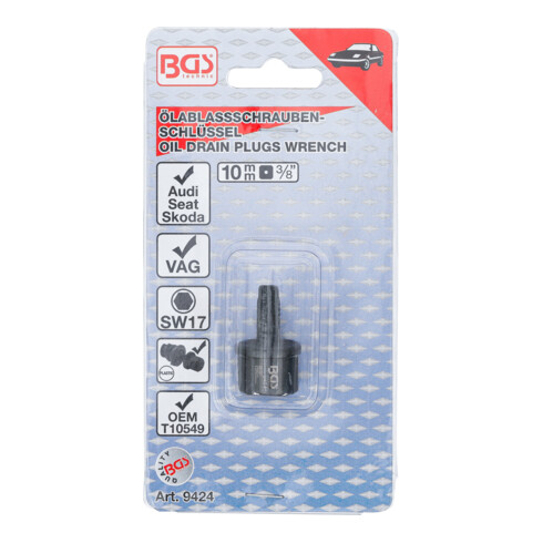 BGS Inserto bit speciale per tappi di scarico dell’olio, 10 mm (3/8"), per VAG