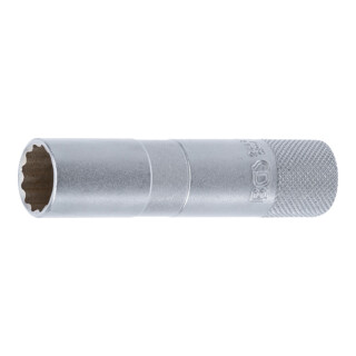 BGS Inserto per candele con gomma di fissaggio, poligonale, lunga, azionamento quadro interno 10mm (3/8"), apertura 16mm