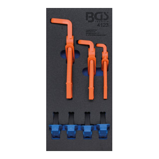 BGS Inserto per carrello da officina 1/3: pinze stringitubo angolate, 7pz.